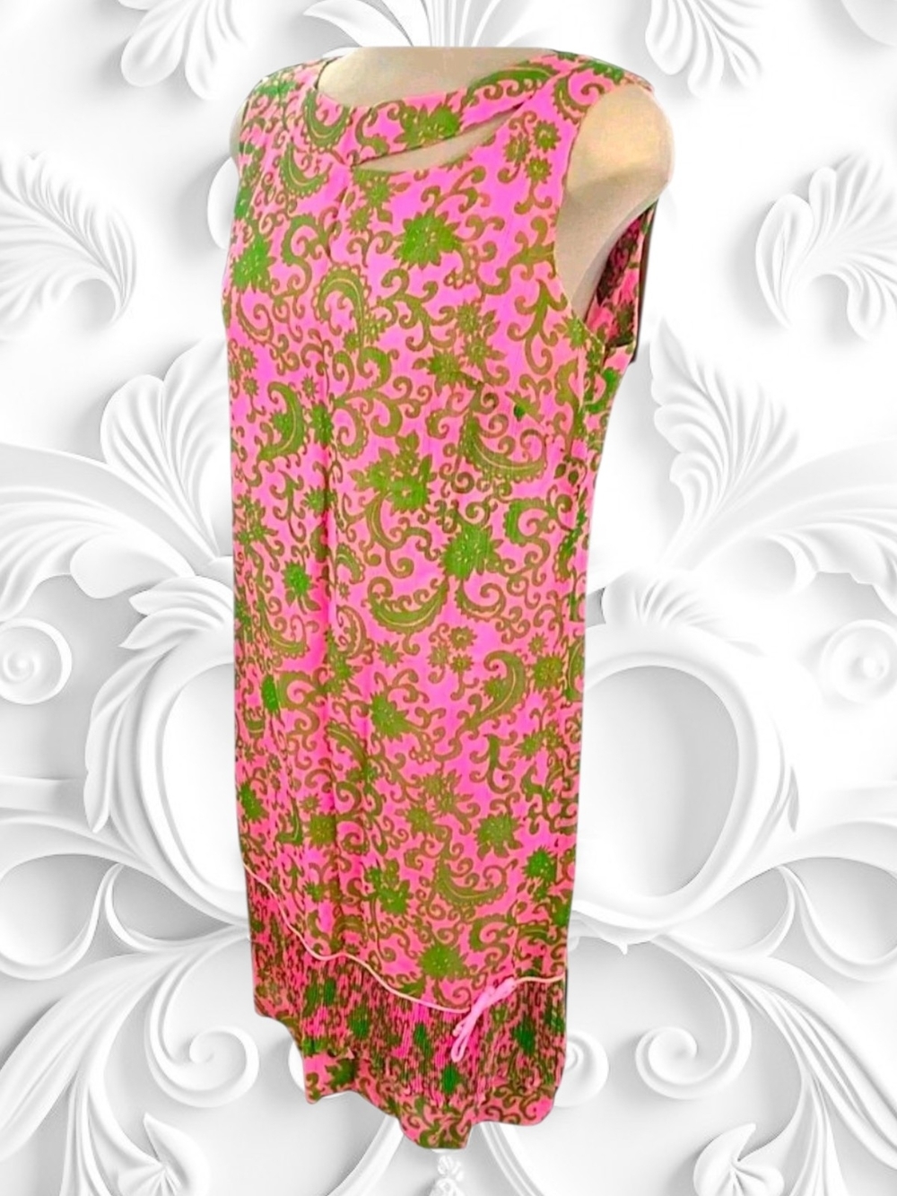 MCM 1960's Bellini Originals Sleeveless Shift Dress Pink & Green Paisley
